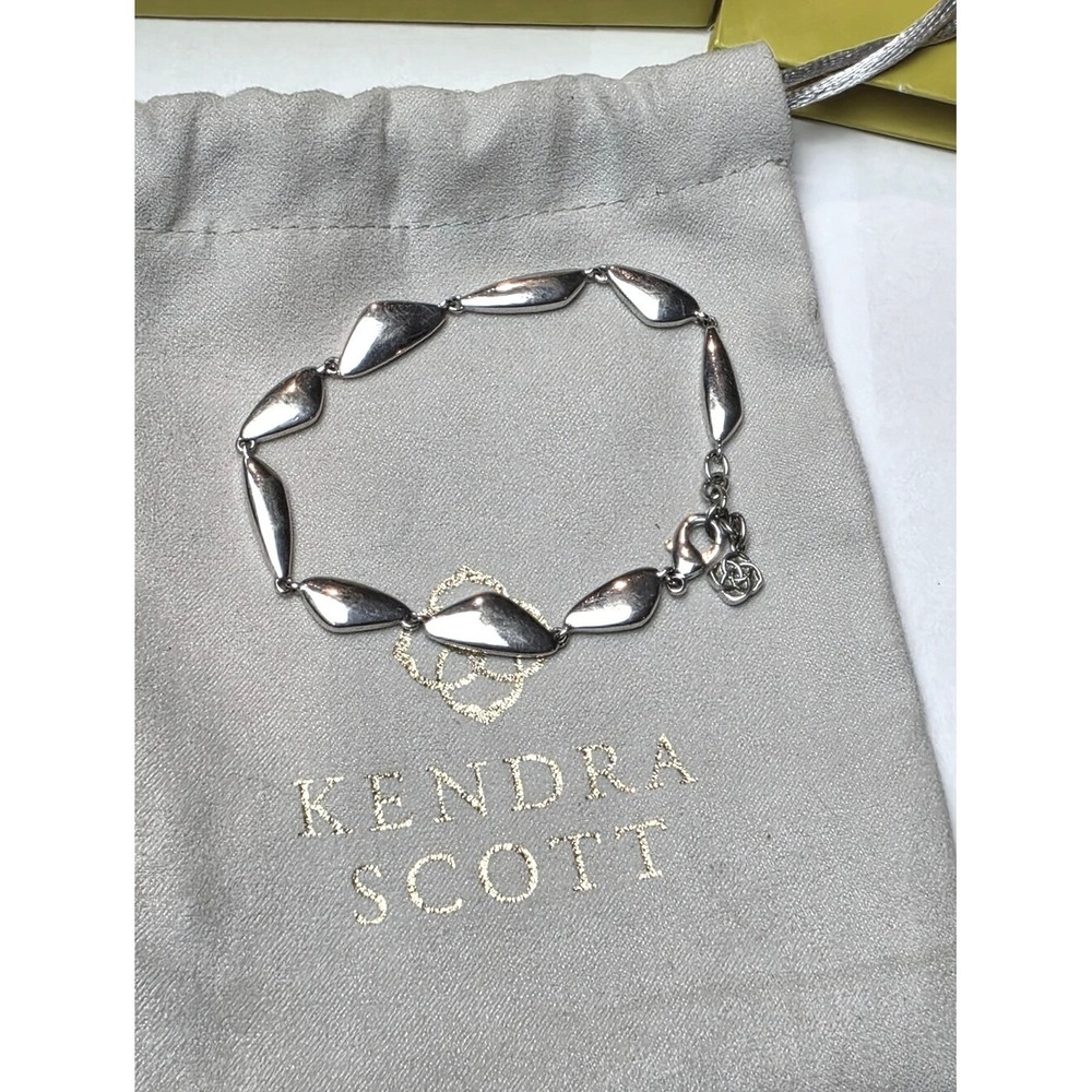 Kendra Scott Kira Silver‎ Rhodium Plated Pebble Link Bracelet Organic Shape 7.5"